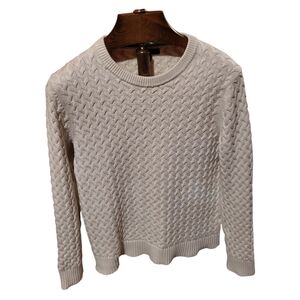 Banana Republic Womens Supima Cotton Cable-Knit Sweater Cream Size Large